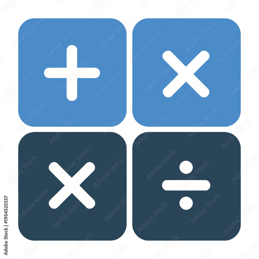 Obraz premium Vector displaying four basic mathematical symbols arranged in a grid