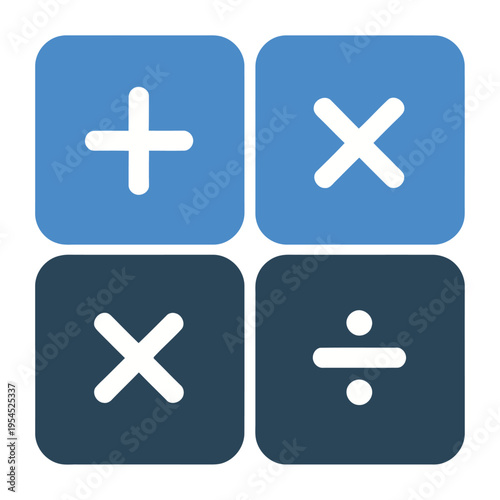 Vector displaying four basic mathematical symbols arranged in a grid