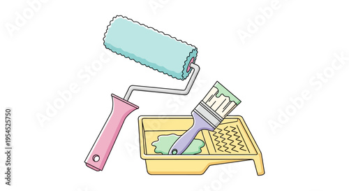 Paint roller and brush tools.