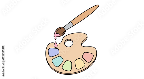 Colorful paint palette with brush.