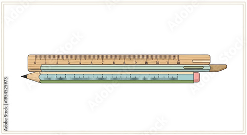 Colorful pencil ruler and eraser set.