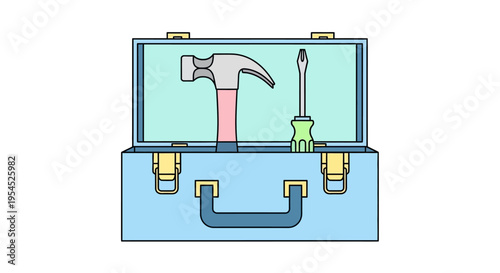 Tools in a blue briefcase box.