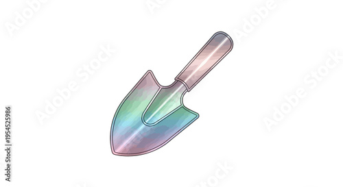 Iridescent small garden shovel tool.