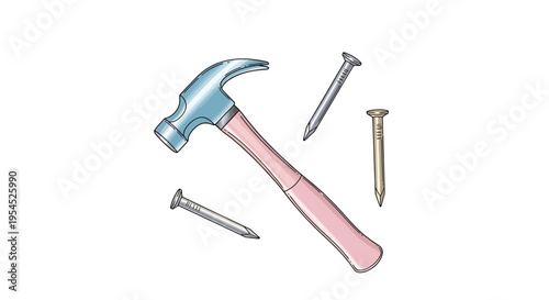 Hammer with nails and tools.