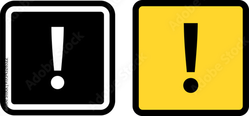 Contrast between a black and yellow warning sign with exclamation symbols