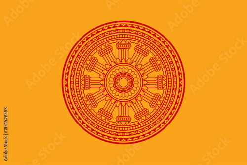 Dharmacakra flag, a flag of Buddhist in Thailand, flag background, EPS10. Vector illustration