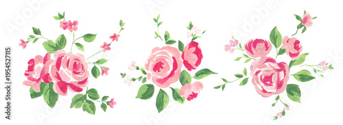 Vintage Provence Rose Clipart Watercolor Floral Bouquet French Country Feminine Romantic Design