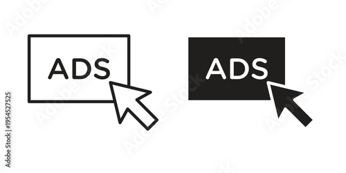 Ad icon collection on white background. Vector icon art.