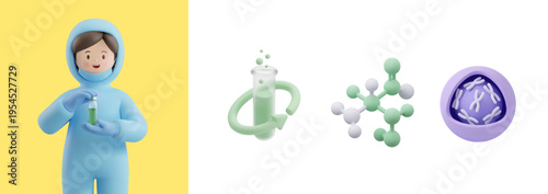 전문 직업을 가진 3D 캐릭터
