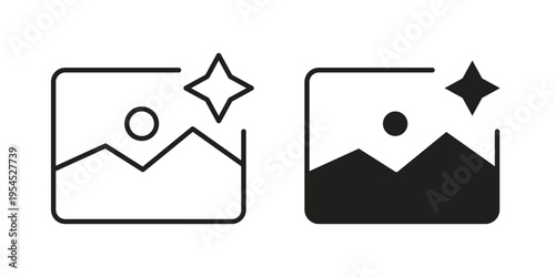 Ai photo generate icon collection on white background. Vector icon art.