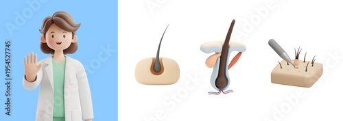 전문 직업을 가진 3D 캐릭터

