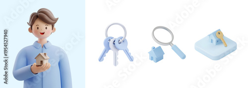 전문 직업을 가진 3D 캐릭터
