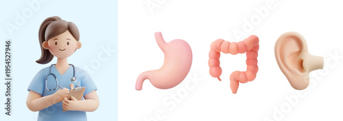 전문 직업을 가진 3D 캐릭터
