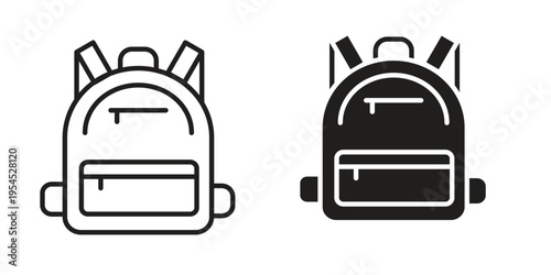 Backpack icon collection on white background. Vector icon art.