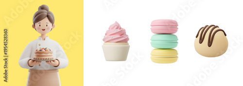 전문 직업을 가진 3D 캐릭터
