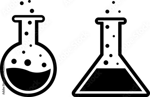 Two types of laboratory glassware used for chemical experiments and reactions