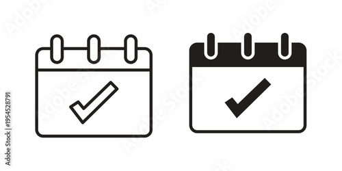Calendar check icon collection on white background. Vector icon art.