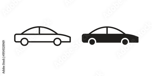 Car side view icon collection on white background. Vector icon art.