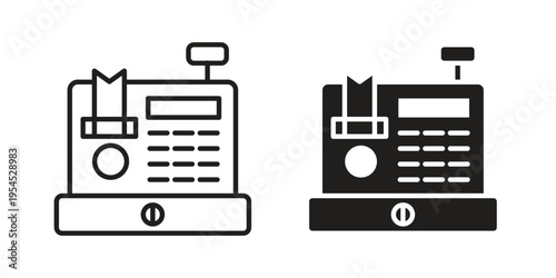 Cash register icon collection on white background. Vector icon art.