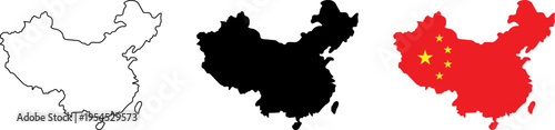 Visual representation of china with different map styles and national flag elements