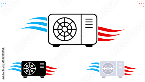 Heat Pump Air Flow Icons – HVAC Cooling and Heating System Illustration