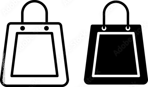 Two shopping bags with different fill levels represented in black and white.