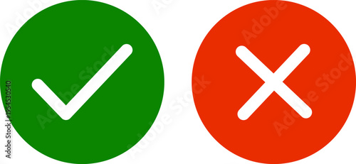 Visual representation of approval and disapproval symbols with check and cross marks