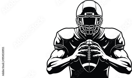 American football player holding ball
