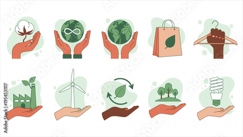 Climate Change and Sustainability Illustration Set