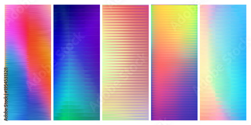 Set of ribbed glass texture backgrounds