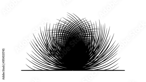 Black silhouette abstract geometric illustration of a world map background with lines radiating outward in a circular pattern, creating a dynamic design element for business and art