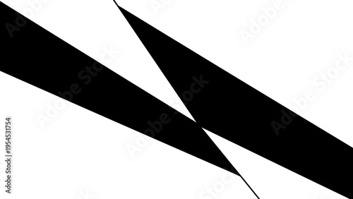 Black silhouette abstract geometric design on a white background, featuring sharp, angular lines and shapes in a minimalist abstract art style.