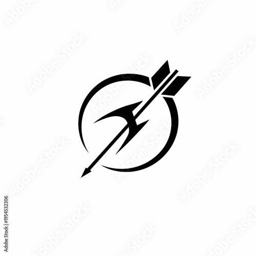 Black arrow piercing a circle emblem design illustration concept