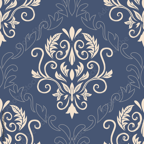 Damask seamless repeat element pattern. Beautiful luxury vintage floral damask vector illustration. Design for wallpaper, decorative, texture, textile, ornament, wrapping, shirts, clothing