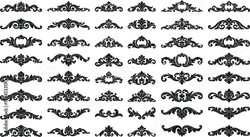 Tablou pe pânză Ornate Black Decorative Flourishes and Swirls for Design Accents vector illustra