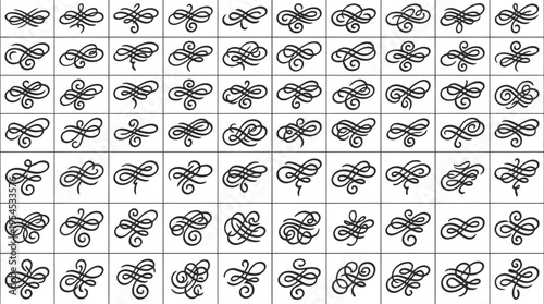 Ornate Swirls and Flourishes Collection Black Line Art on White Background 202603192029