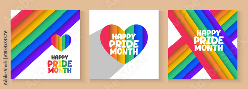 LGBT pride cards, poster, banner, set background. pride month cover with love bear and rainbow colors. Rainbow colored wavy abstract lines. modern Template for Pride Month, ads promo, post, web,