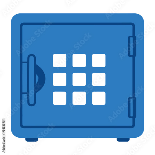 Vector of a blue safe with a digital keypad for secure storage