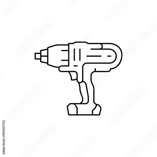 Black line icon of cordless power drill tool.