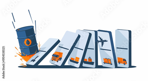 Energy Transition Comparison Between Fossil Fuel and Electric Power Illustration