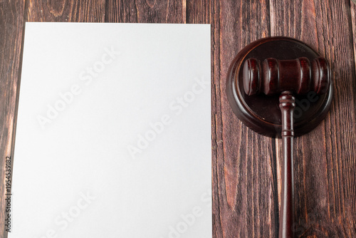 Judge gavel and blank legal document