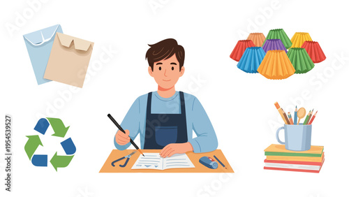 Artisan's Workshop: An artisan diligently works at his craft, surrounded by essential tools of creativity. A snapshot of inspiration and dedication.