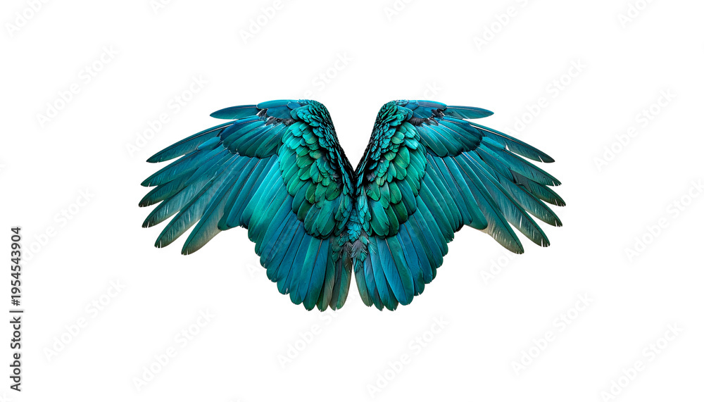 Obraz premium Illustration of blue macaw wings.