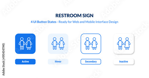 restroom sign UI button states set. Outline icon kit from people collection. Thin linear restroom sign, bathroom, toilet editable vector. Line vector restroom sign sign for web and mobile interface