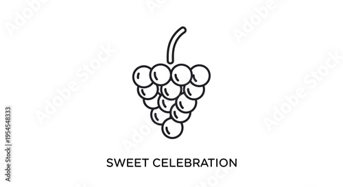 Sweet Celebration Grapes Icon - Simple Line Art for Food and Beverage Branding