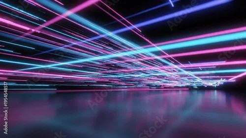Colorful neon lines on a dark background with reflection pink Full HD 4K Download 2025 2026