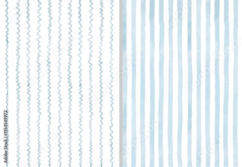 Whimsical watercolor background frames set with light blue stripes, red and blue rectangles. Perfect for backgrounds, stationery, packaging, Valentine's Day and Christmas designs.