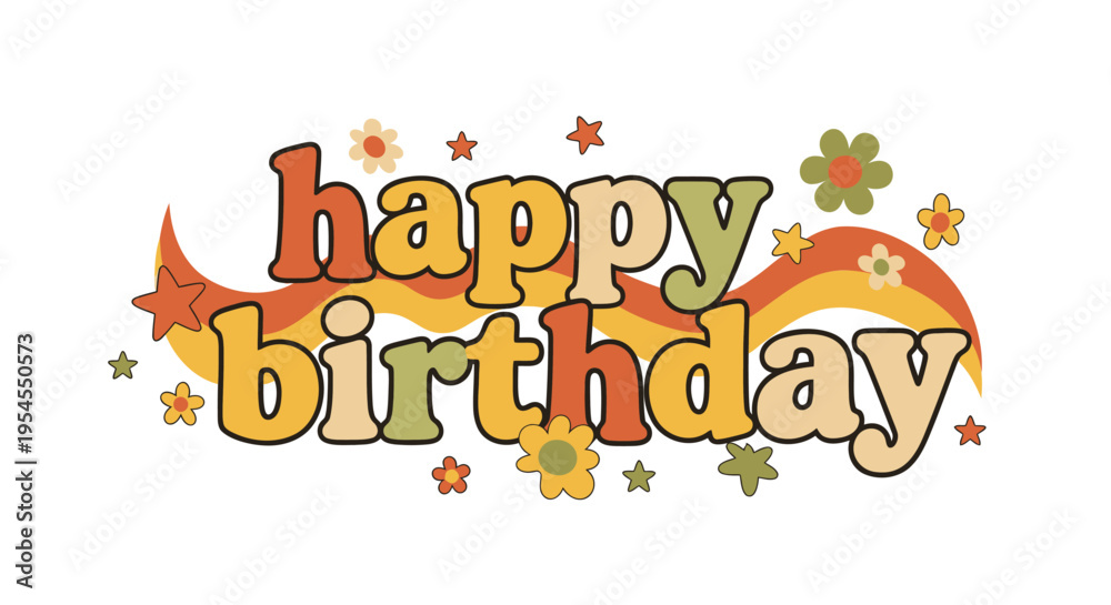 Fototapeta premium Colorful 'Happy Birthday' vector greeting
