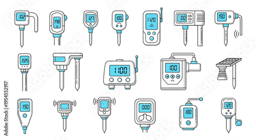 Medical Devices and Healthcare Equipment Line Icons Set