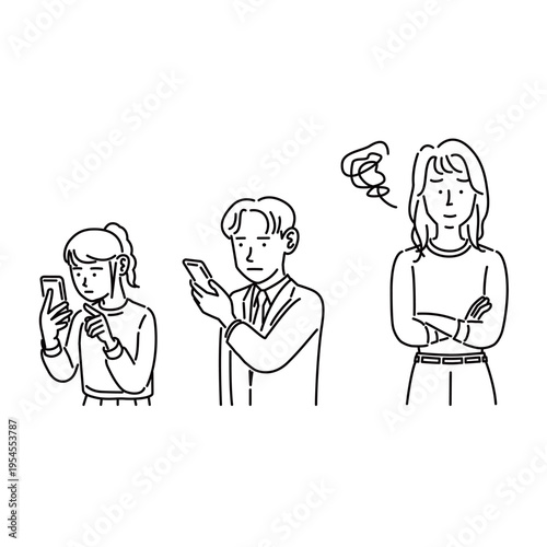 スマートフォンに夢中になっている子供とその母親
